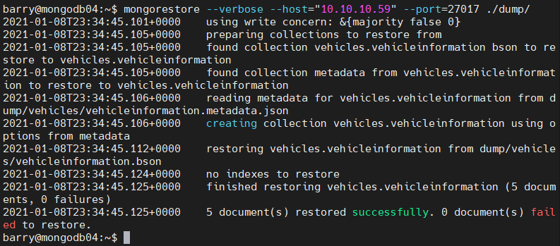 mongostore example of a remote MongoDB instance